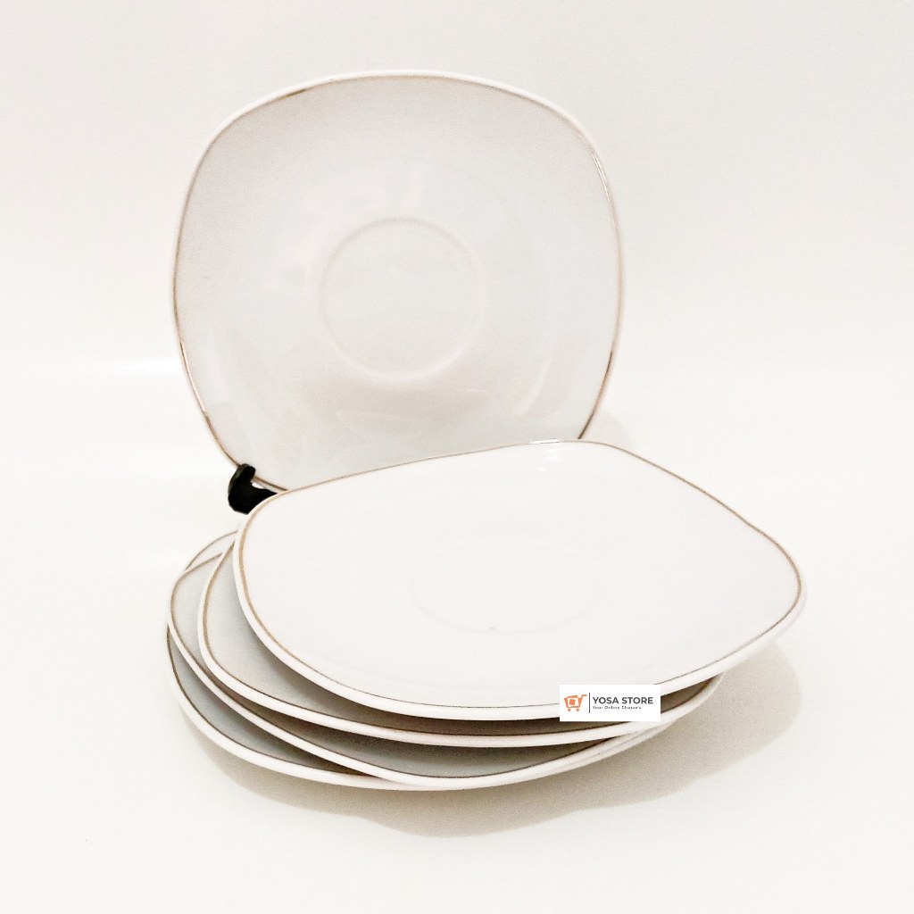 Jual Tatakan Persegi Piring Snack Lepek Saucer Gelas Cangkir Keramik