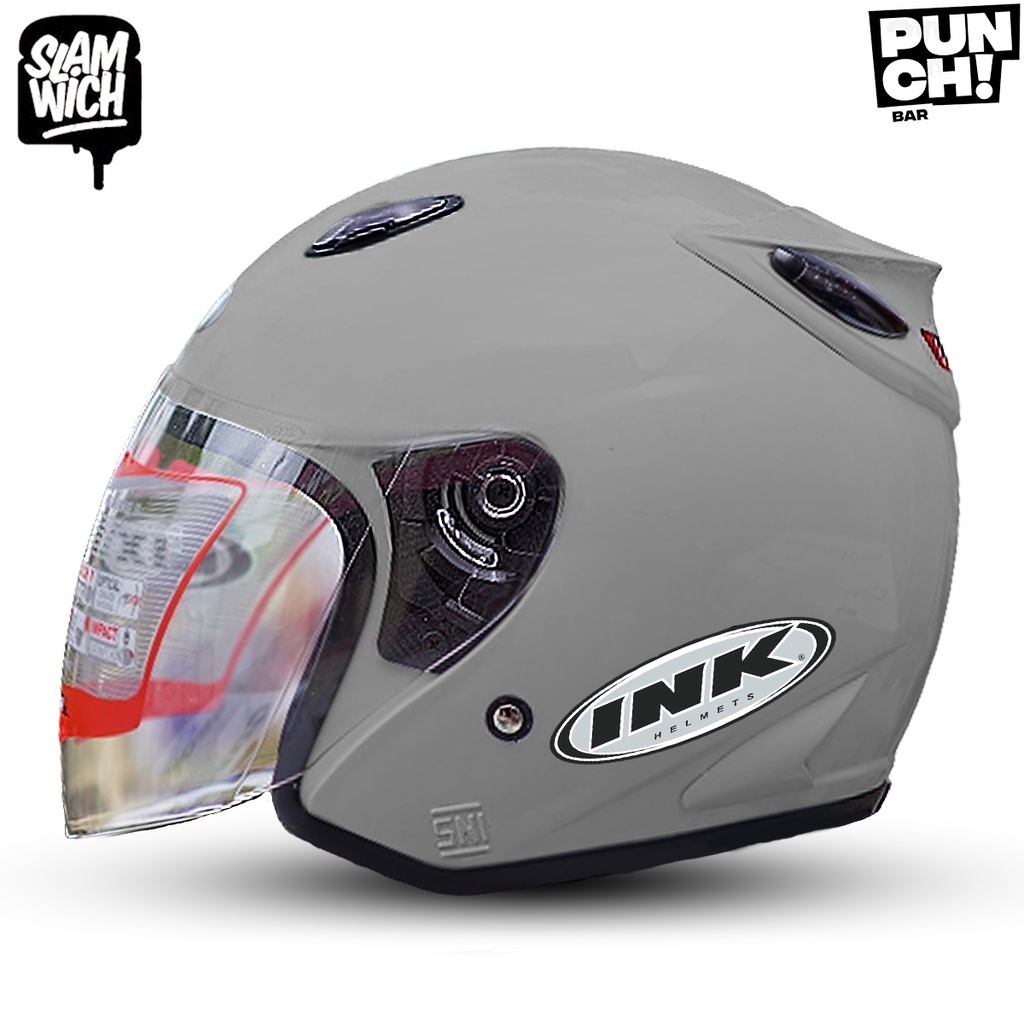 Jual Helm Half Face Dewasa INK Centro KW Basic Solid GORILA GREY Untuk ...