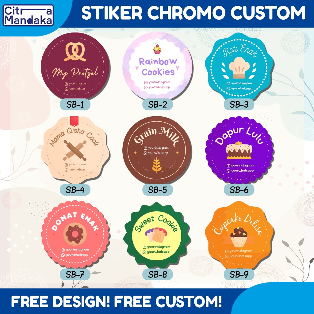 Jual Stiker Custom Logo Jualan Makanan Chromo Kromo Cromo Print
