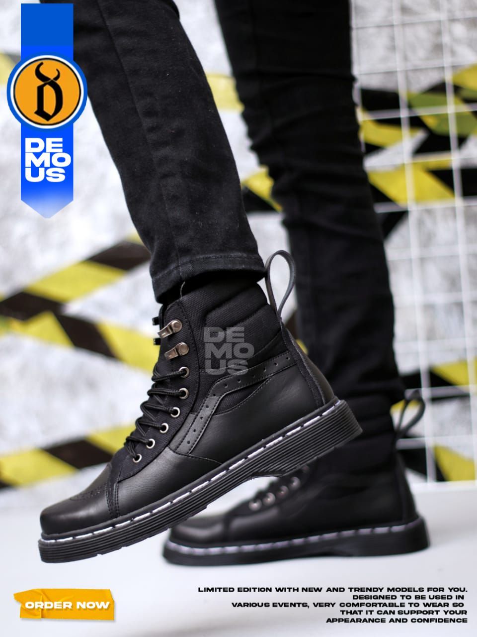 Jual DEMOUS QUARI - Sepatu Boots Docmart Pantofel Kerja Pria Hitam ...