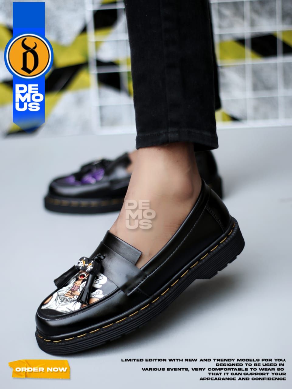Jual DEMOUS - Sepatu Docmart Loafers Casual Pria One Piece Luffy Gear 5 ...