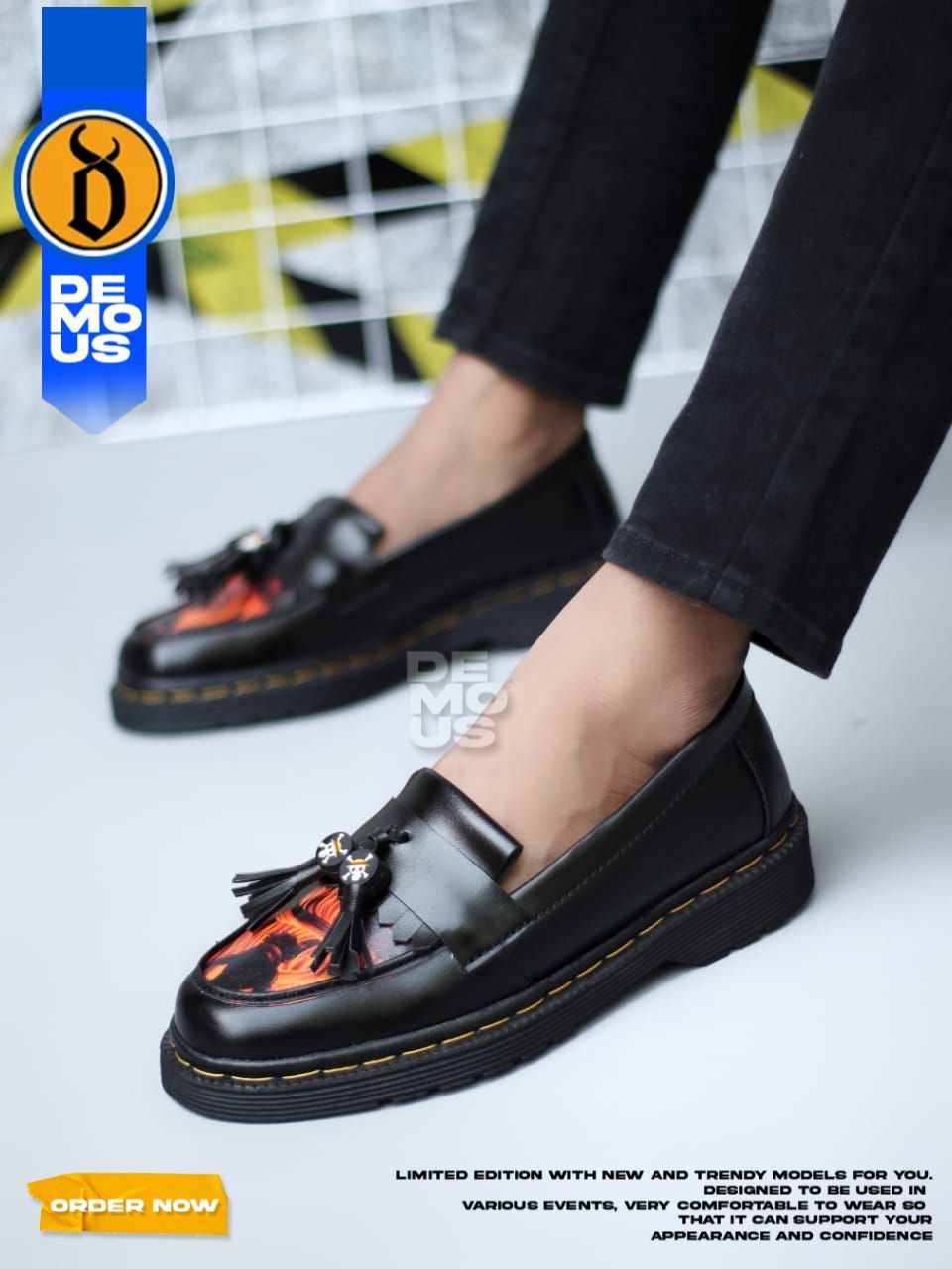 Jual DEMOUS - Sepatu Loafers Casual Docmart Pria Anime One Piece Luffy ...