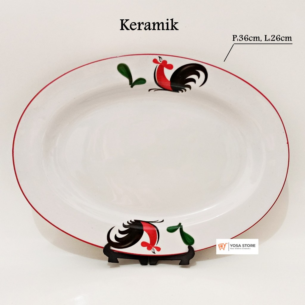 Jual Piring Saji Oval Keramik Porcelain Ayam Jago Jumbop 36 X 26cm Kopin 1pc Shopee Indonesia 6346