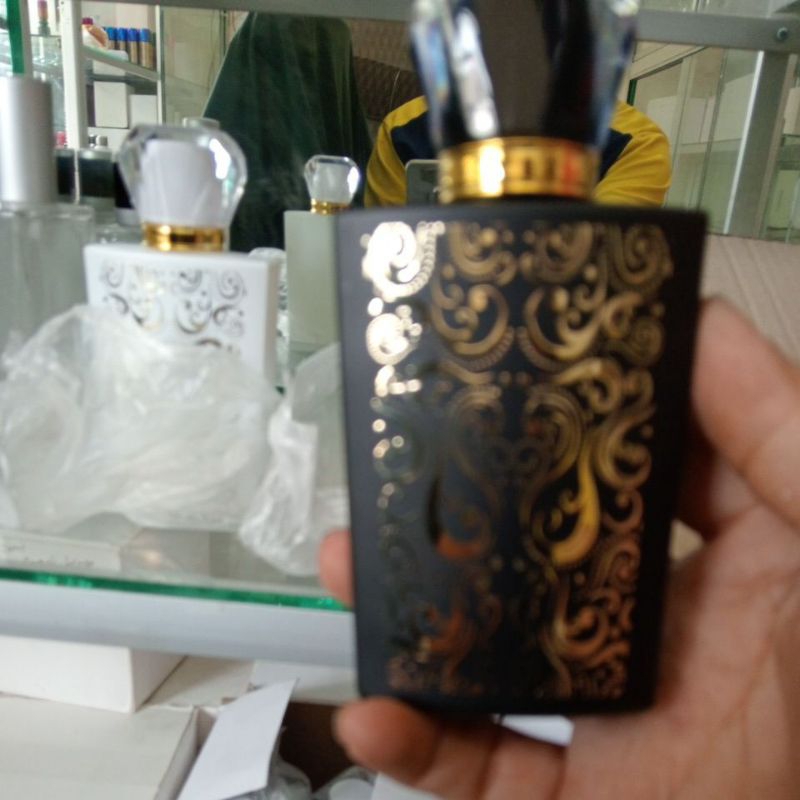 Jual BOTOL KACA 50 ML ( MASUK FULL BISA 60 ML ) BARU MOTIF BATIK EMAS ...