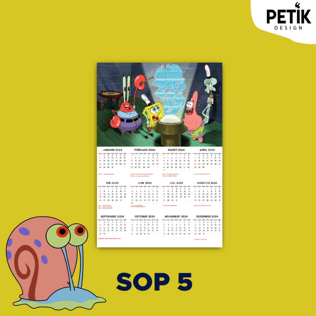 Jual Kalender Dinding Poster Spongebob Squarepants 2024 Shopee Indonesia