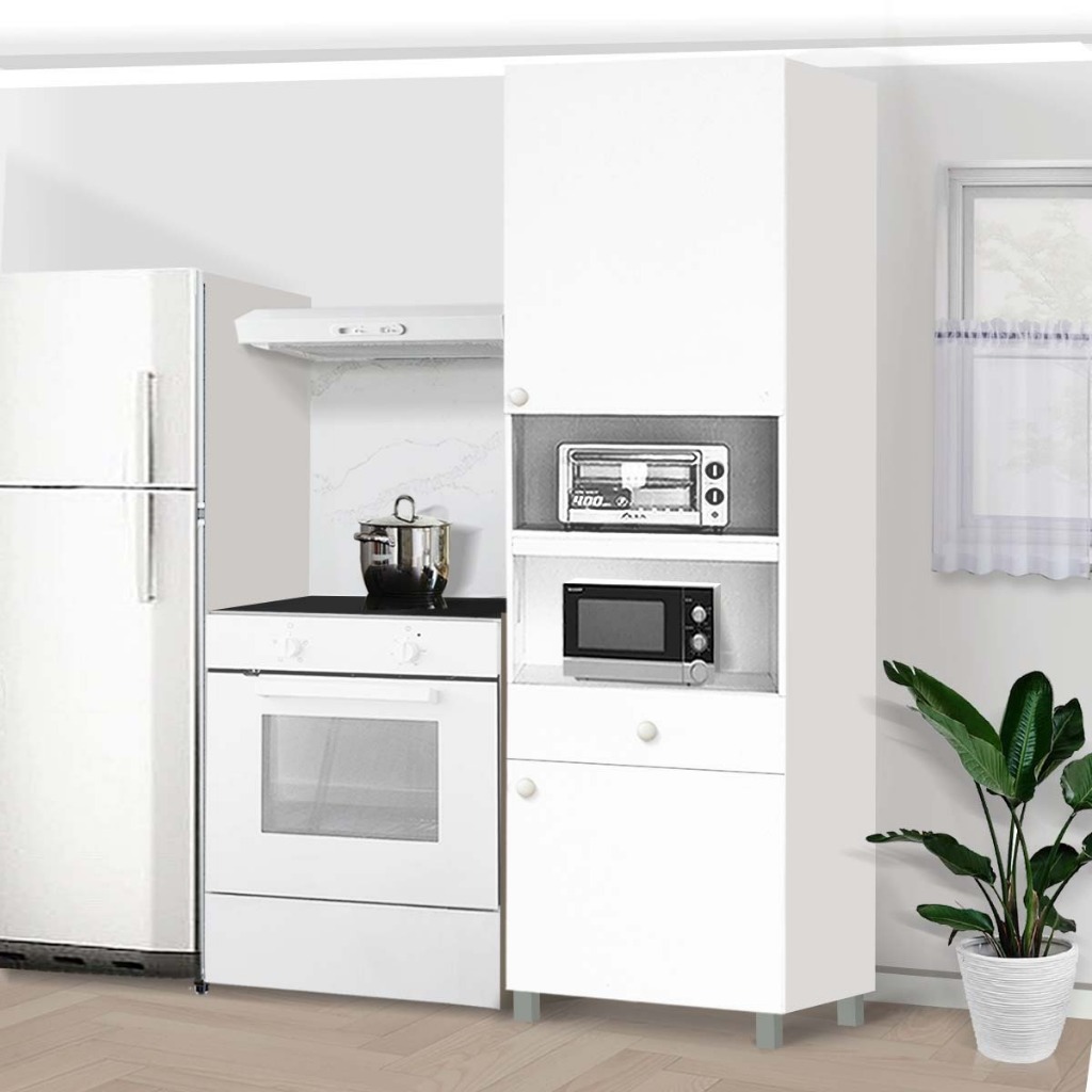 KIRANA Nebraska Tall - Kitchen Set Kayu Rak Dapur Putih Kabinet Dapur Modern Minimalis