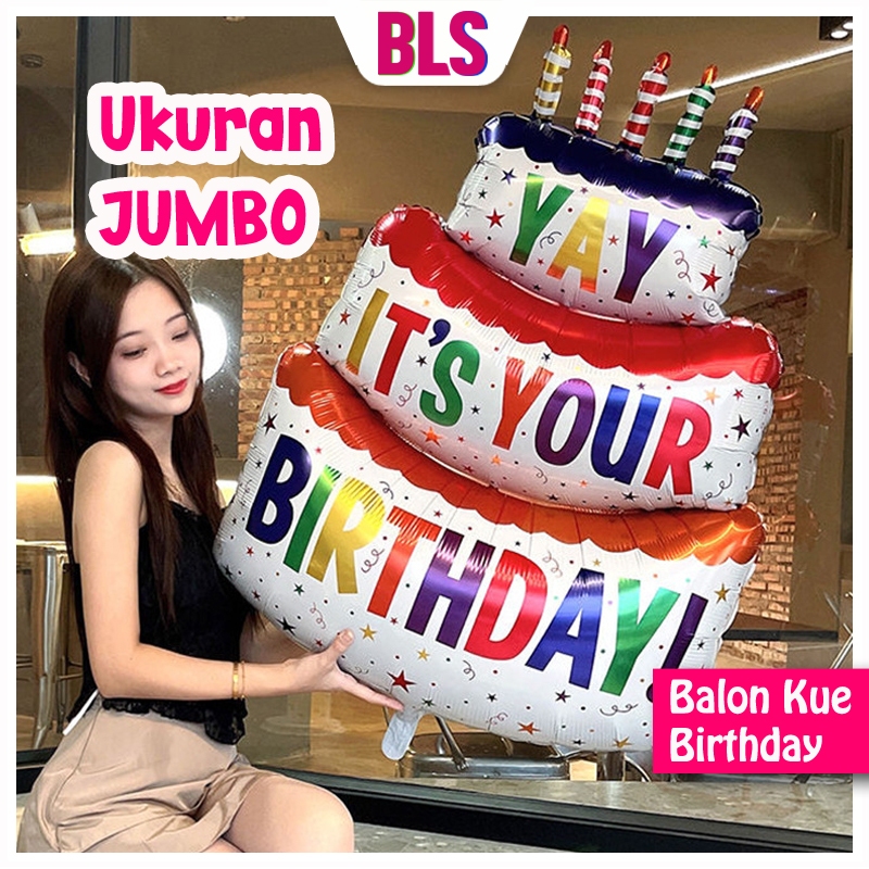 Balon Standing Cake Birthday Jumbo | Balon Kue Ulang Tahun Besar