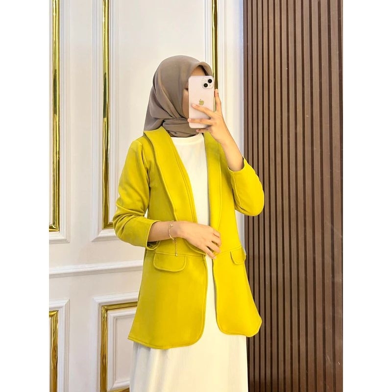 Jual Blazer Scuba Premium Long Blazer Tanpa Kancing Wanita Kekinian Shopee Indonesia