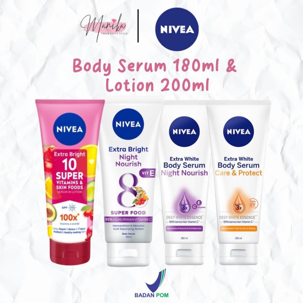 Jual Nivea Body Serum Lotion Extra Bright 10x Super Vitamin Super Food ...