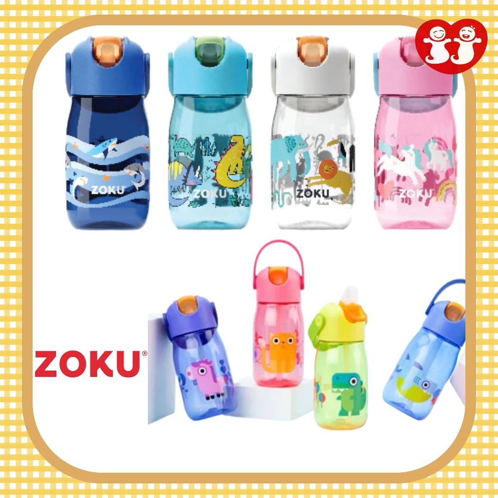 Kids Flip Straw Bottle - Zoku Clear Safari