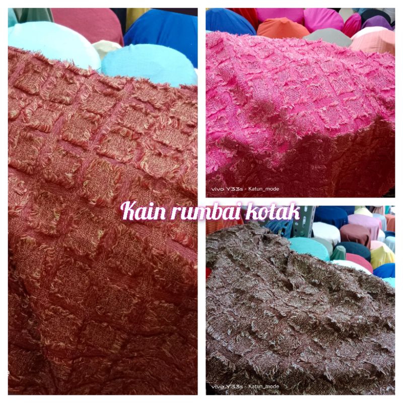 Jual bahan kain semi rumbai kotak harga untuk( satu meter) | Shopee ...