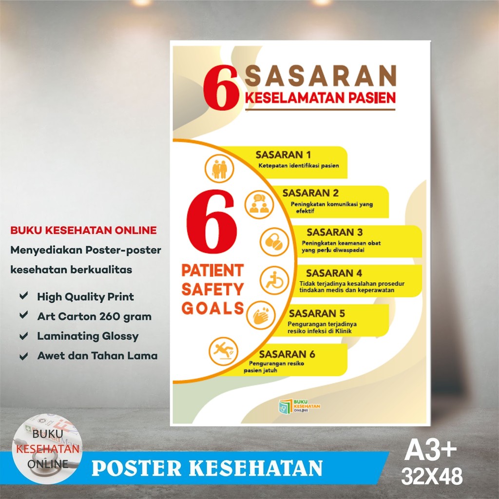 Jual Poster Kesehatan 6 Sasaran Keselamatan Pasien Klinik