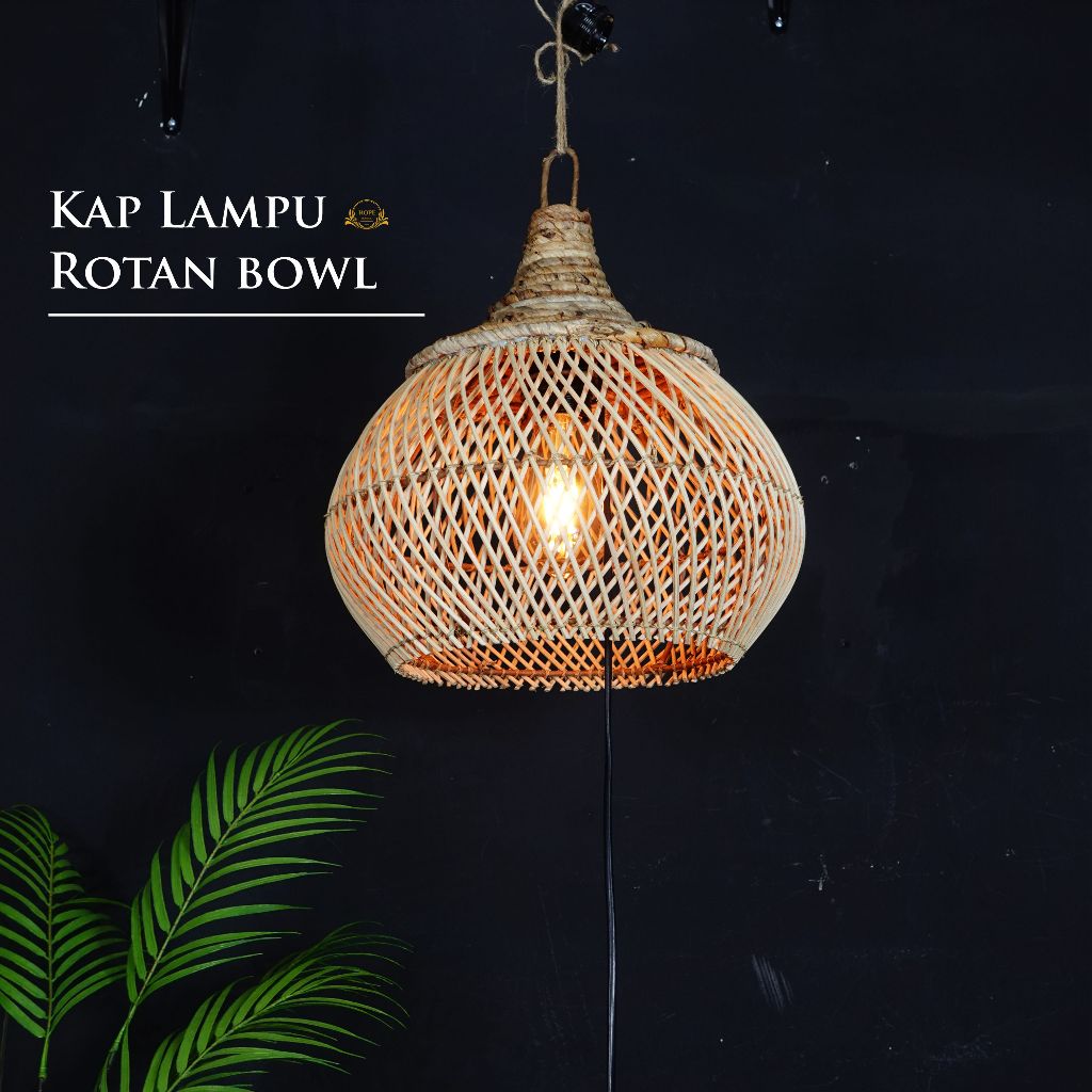 Jual Kap Lampu Rotan Gantung Bowl Kap Lampu Gantung Dekorasi Cafe Hotel Dan Vila Aesthetic 6360