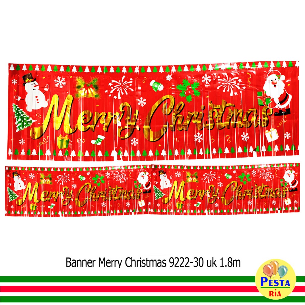 Jual Murah!! Banner Merry Christmas Merah, Banner Hiasan Natal ...