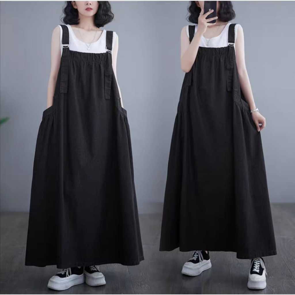Jual LC300 Premium Oversized Jeans Jumpsuit Rok Polos | Shopee Indonesia