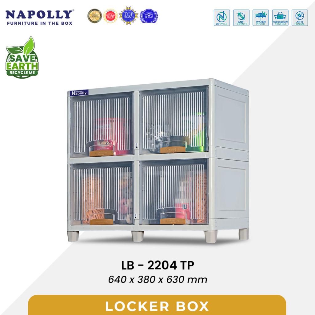 Jual Napolly Locker Box 2 susun 4 ruang penyimpanan motif transparan ...