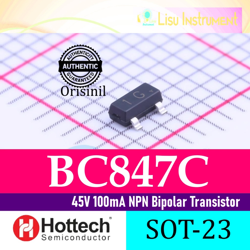 Jual BC847C 45V 100mA NPN Bipolar Transistor BJT BC847 1G SOT-23 ...