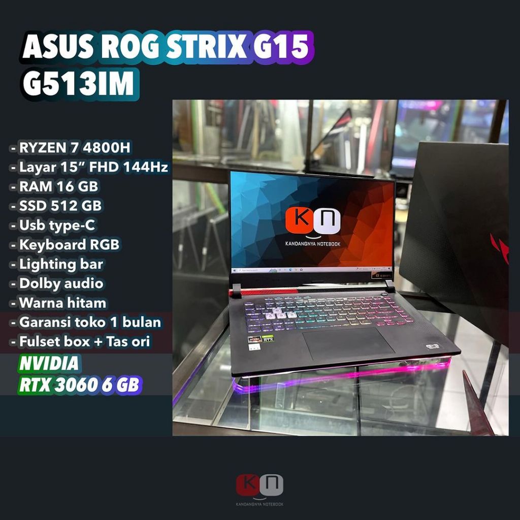 Jual Asus Rog Strix G513IM RTX3060 6GB Ryzen 7-4800H Ram 16GB Ssd 512GB ...