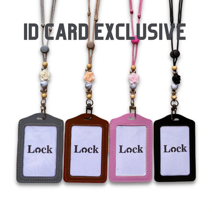 Jual Lanyard Kulit Id Card Holder Name Tag Kulit Tali Paracord Premium ...