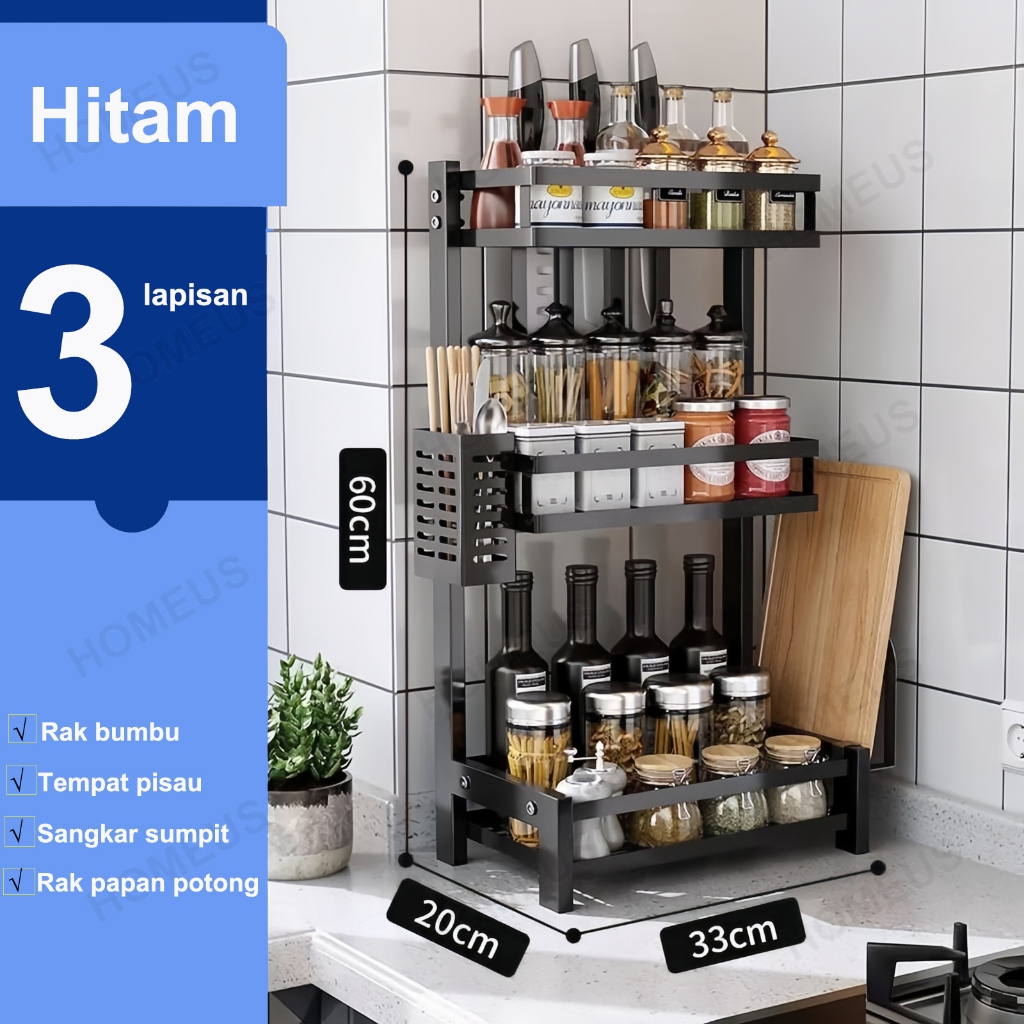 Jual Homeus Rak Bumbu Dapur Stainless Steel Rak Bumbu Rak Dapur ...