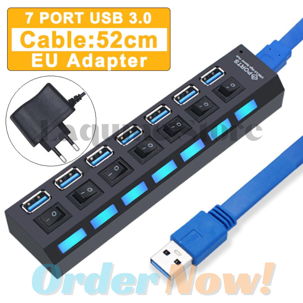 Jual Usb Hub 7 Port Usb 30 High Speed Extender Usb Hub 7 In 1 Untuk Notebook Dan Laptop 3382