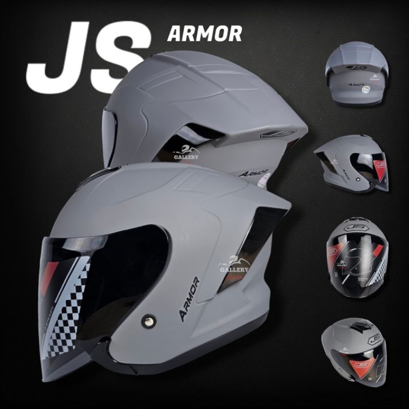Jual JS ARMOR DARK GREY DOFF | HELM HALF FACE KEKINIAN | Shopee Indonesia