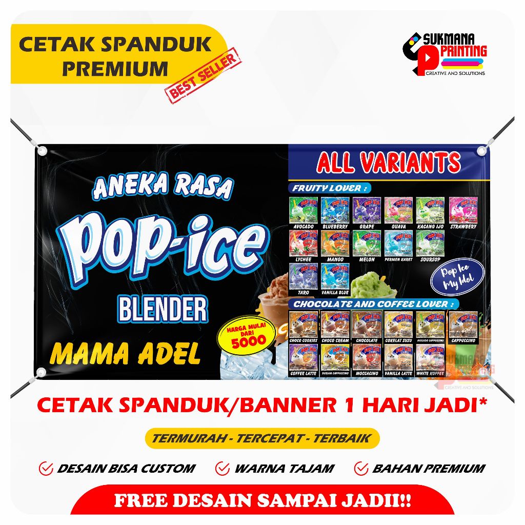 Jual Cetak Spanduk Banner Aneka Minuman Pop Ice Blender Shopee Indonesia 2459
