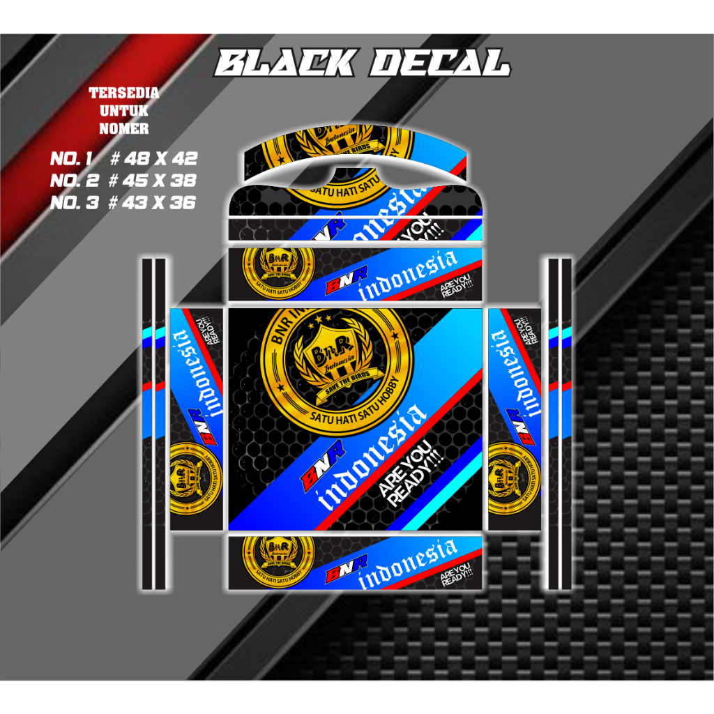 Jual Sticker Decal Sangkar kotak Motif BnR Corak Biru No 1 2 3 | Shopee ...
