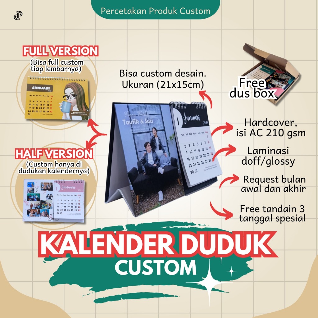 Jual Kalender Custom Duduk Meja Half And Full Print Kalender Masehi Hijriyah Jawa Shopee 2279