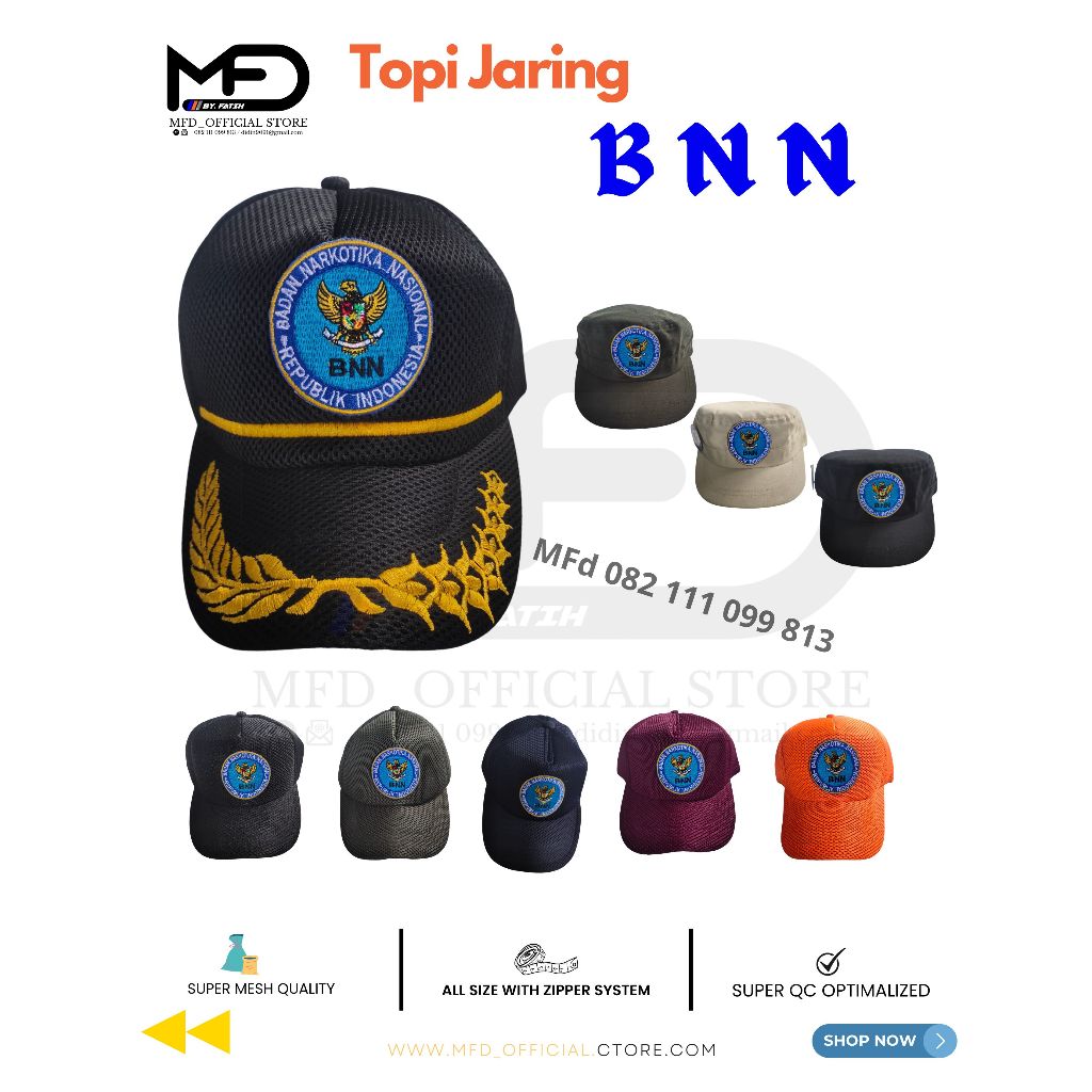 Jual Mfd Topi Jaring Bnn Topi Lapangan Bnn Jaring Hitam Topi Badan