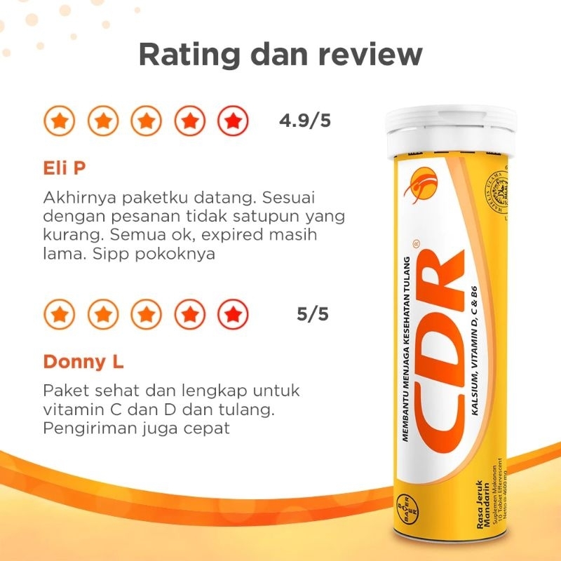 Jual TABLET VITAMIN CDR RASA JERUK ISI 15 | Shopee Indonesia