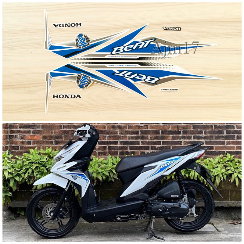 Jual stiker striping beat 2019 putih lis biru shopee indonesia