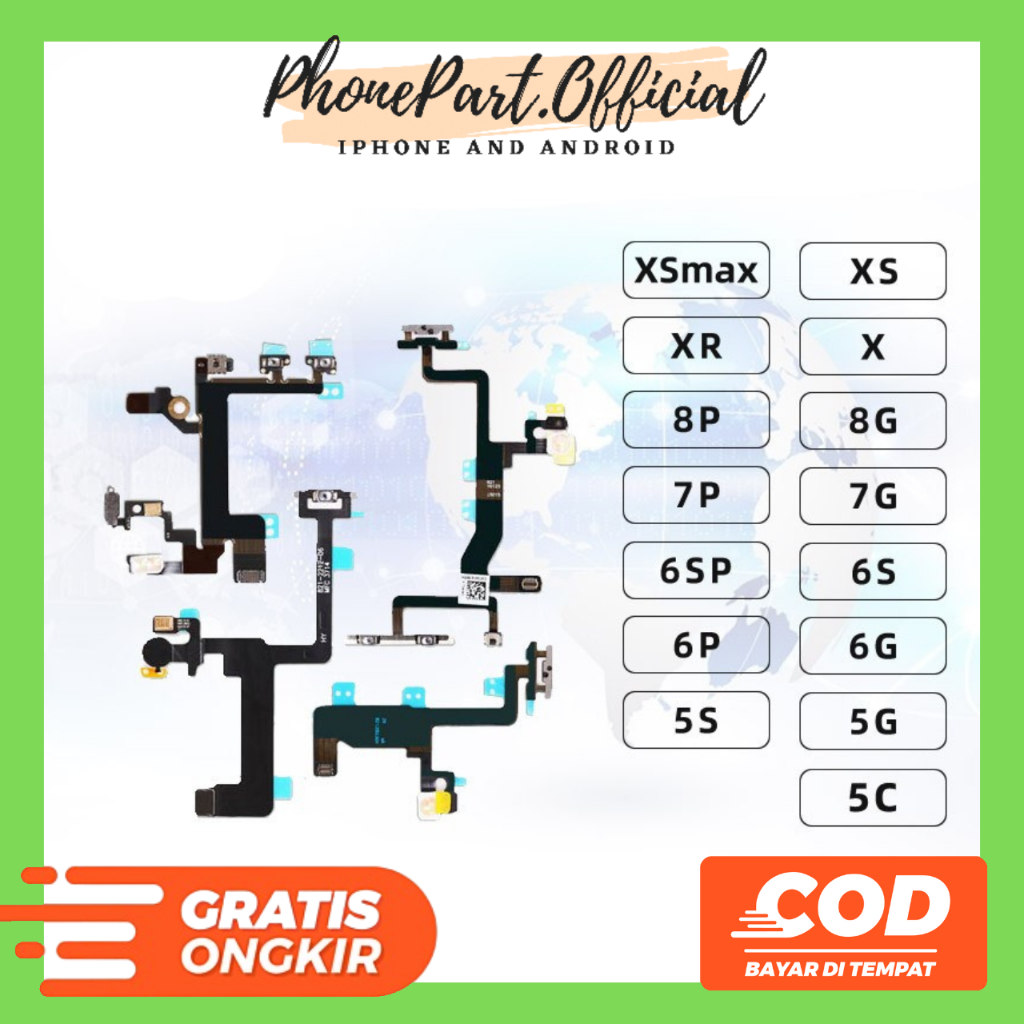 Jual Flexibel Tombol Power ON OFF Volume Vibrate IPHON 5 5S 6G 6 Plus ...