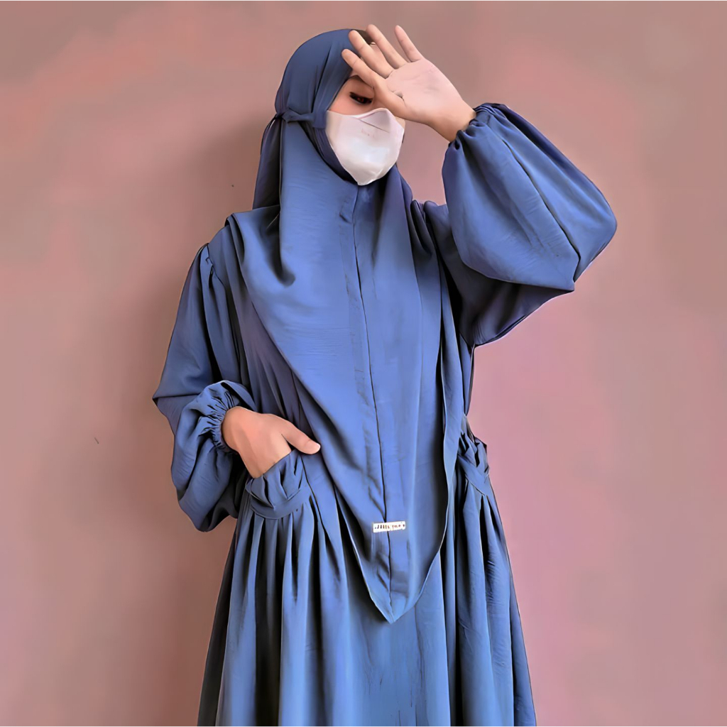 Jual Zaskia Set Gamis Syari Premium Polos Bergo Khimar Muslim Wanita ...
