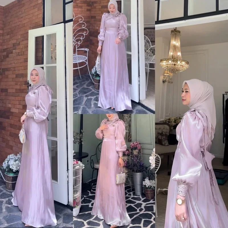 Jual Anabelle Baju Dress Muslim Wanita Kekinian 2023 Matt Shimmer