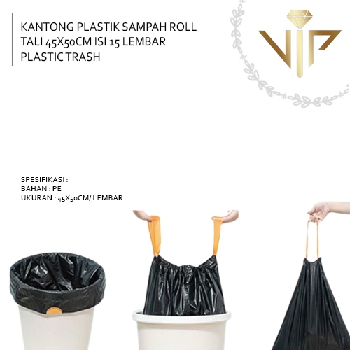 Jual Vip Kantong Plastik Sampah Roll Tali 45x50cm Isi 15 Lembar Plastic Trash Shopee Indonesia 6232