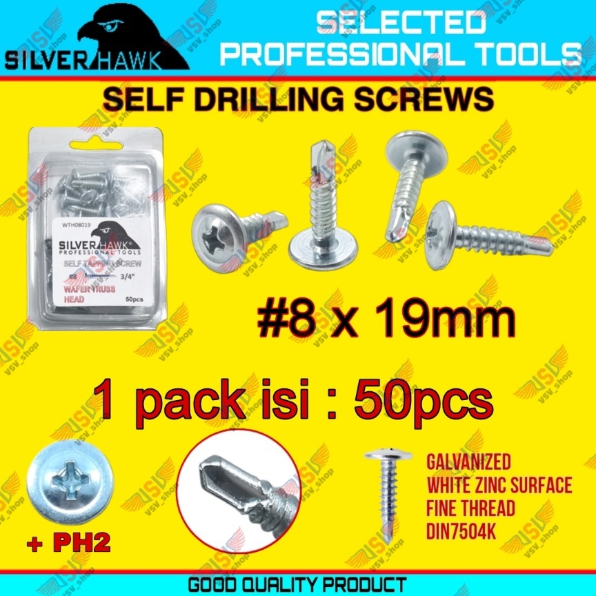 Jual Sekrup Roofing Baja ringan Truss Head SilverHawk SDS Sekrup Wafer ...