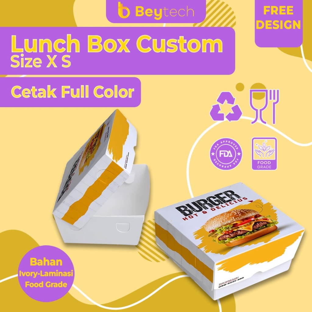 Jual Cetak Paper Lunch Box Custom Size XS Klip Rakit 1000 Pcs Shopee