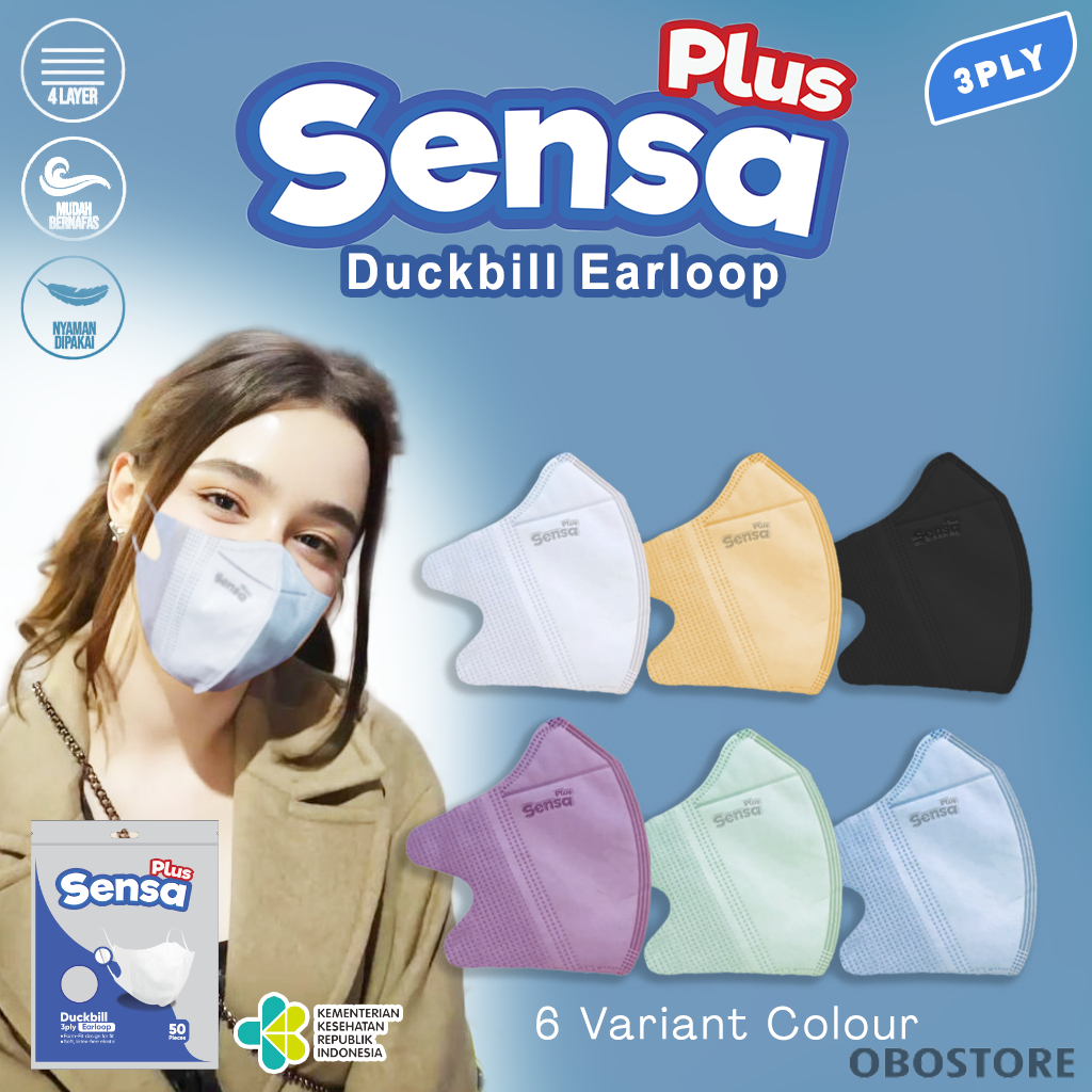 Jual Masker Duckbill 3ply Earloop Sensa Plus isi 50pcs | Shopee Indonesia