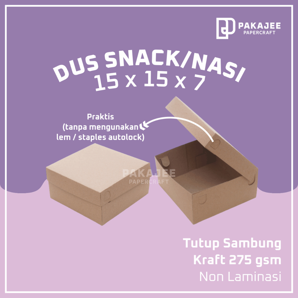 Jual Pakajee Box Nasi Snack X X Kraft Non Laminasi Dus Kotak Roti Catering Tebal Gsm