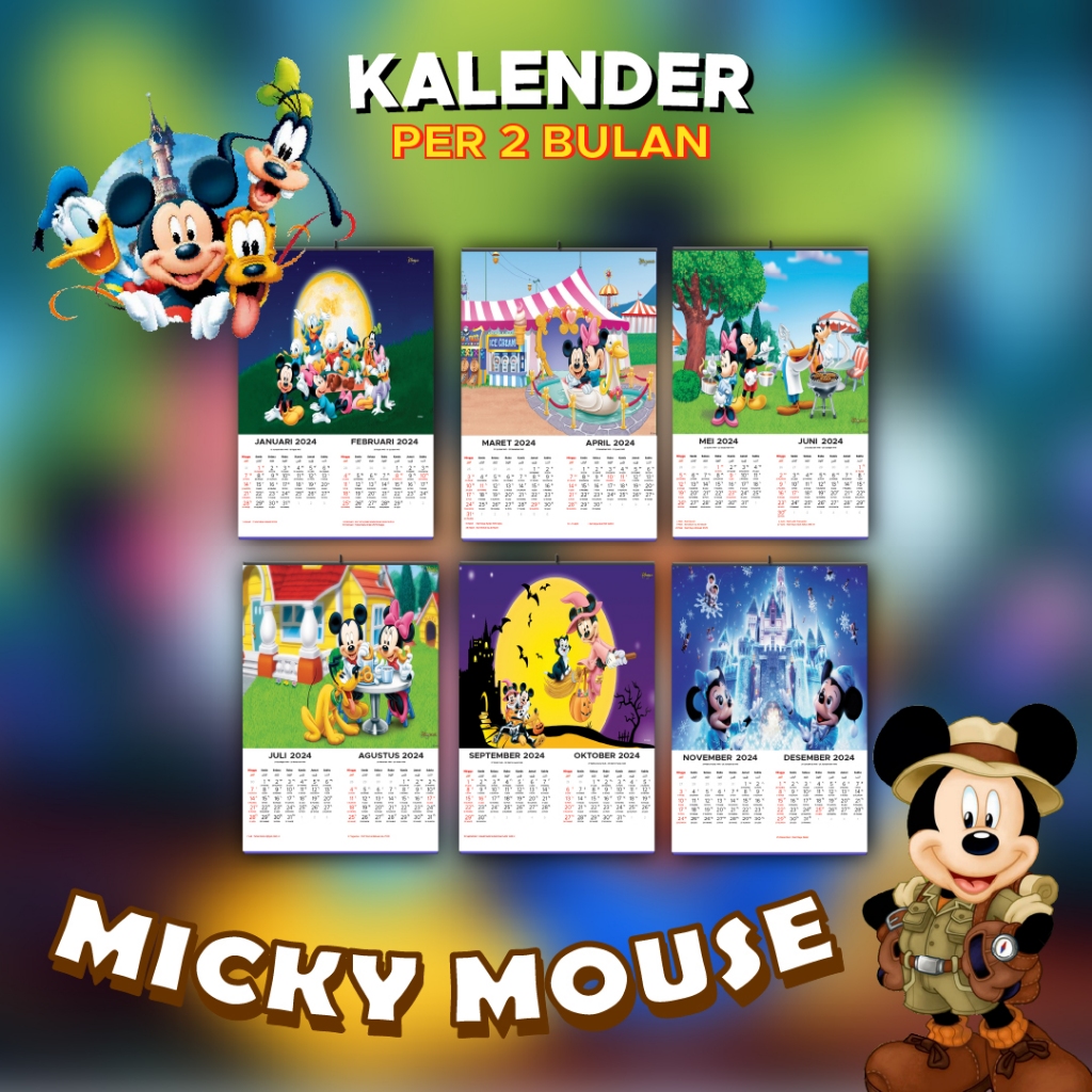 Jual Kalender Dinding Mickey Mouse 2024 6 Lembar Klem Shopee Indonesia