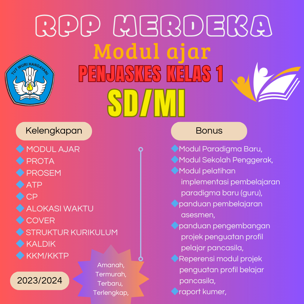 Jual MODUL AJAR PENJASKES KELAS 1 SD/MI KURIKULUM MERDEKA LENGKAP ...