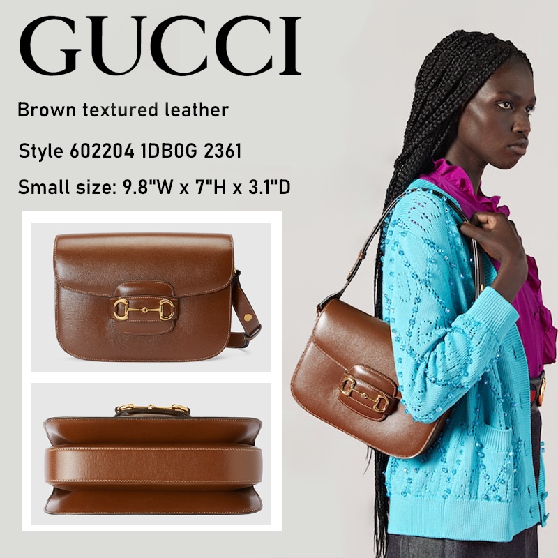 Jual GUCCI HORSEBIT 1955 SHOULDER BAG Brown textured leather with a