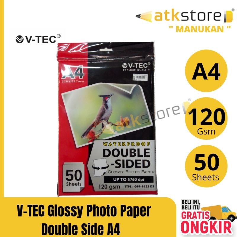 Jual Kertas Foto Bolak Balik 2 Sisi V Tec Glossy Photo Paper Double