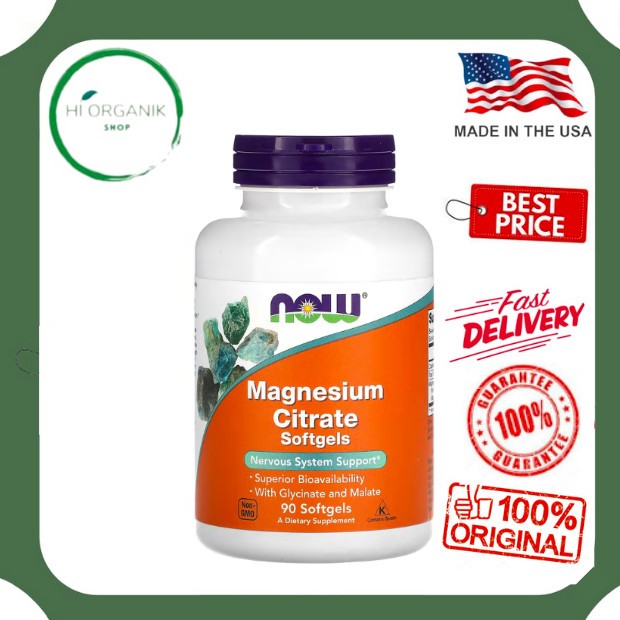 Jual Now Foods Magnesium Citrate 90 Softgels | Shopee Indonesia