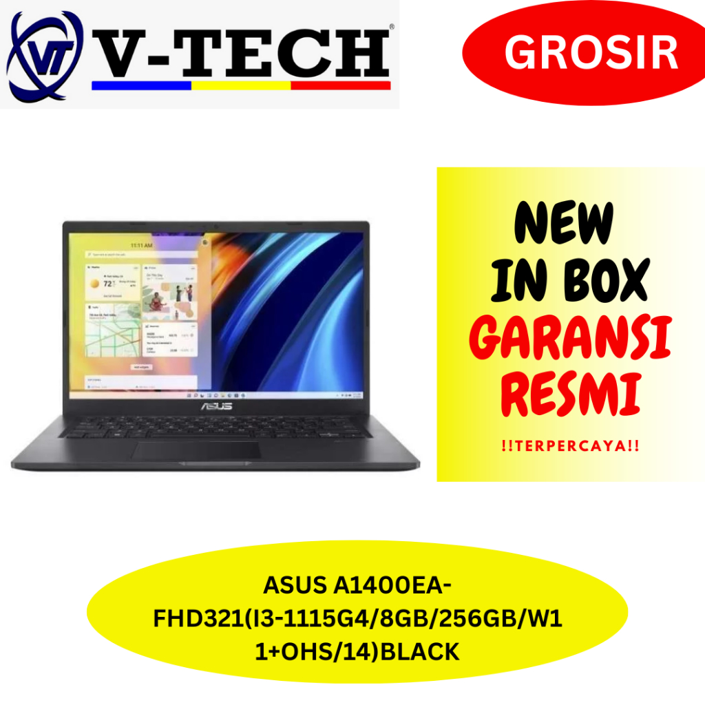 Jual ASUS A1400EA-FHD321(I3-1115G4/8GB/256GB/W11+OHS/14)BLACK | Shopee ...