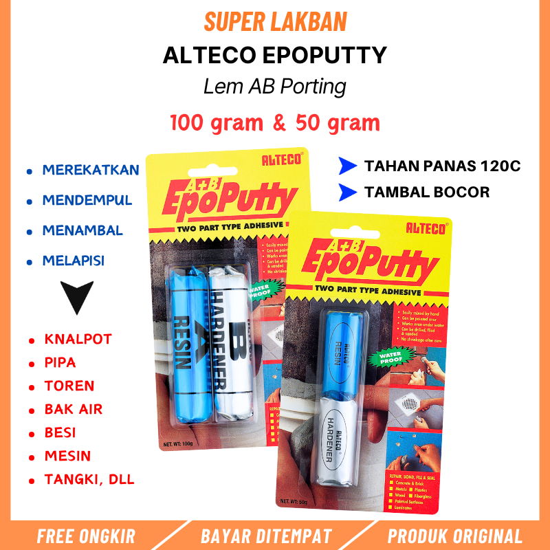 Jual Lem Porting Alteco Epo Putty Tambal Knalpot Radiator Mesin Bocor