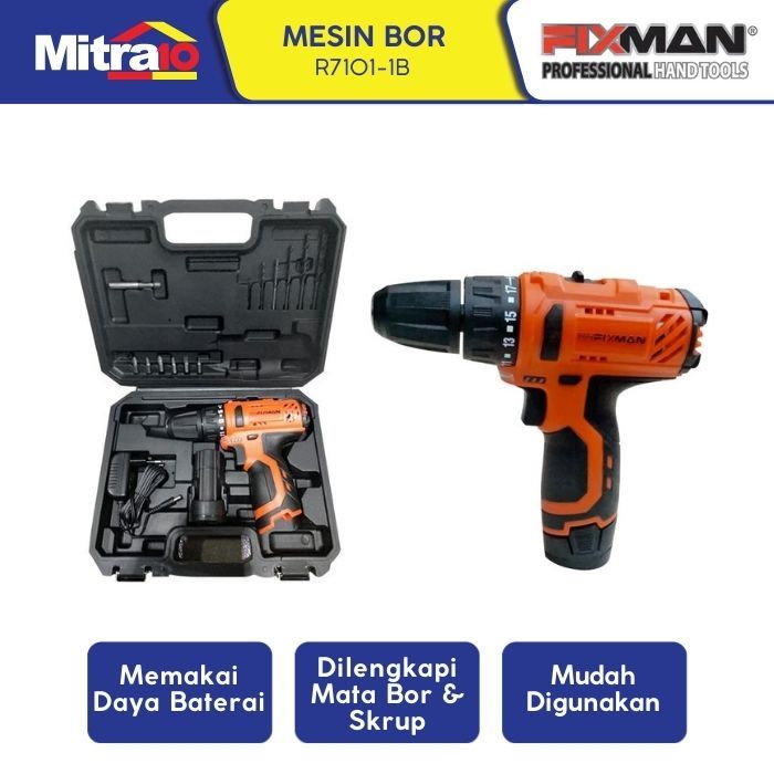 Bor Cordless Fixman Hammer Drill Fixman Electric Tools 12V 47PCS