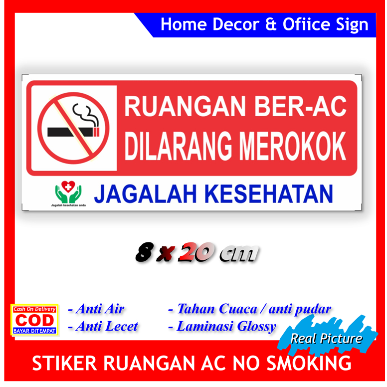 Jual Stiker ruangan AC dilarang merokok sticker kesehatan udara anti ...