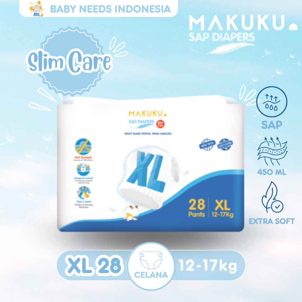 Jual MAKUKU SAP Diapers Slim Care NB36 / S34 / M32 / L30 / XL28 / XXL26 ...